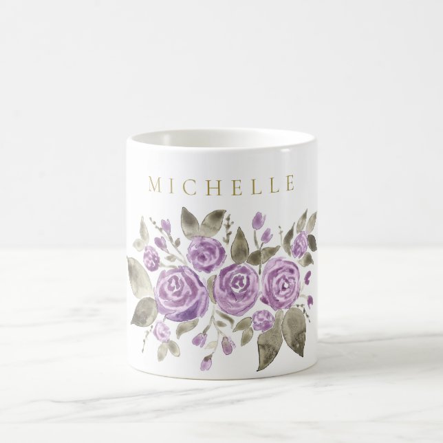 Mug Floral pourpre avec le nom (Centre)