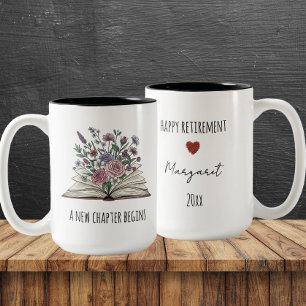 Mug Floral Retraite Nom et année personnalisés