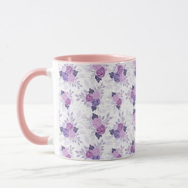 Mug Floral rose violet assez (Gauche)
