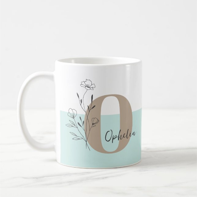 Mug Floral Turquoise Titre en gras (Gauche)
