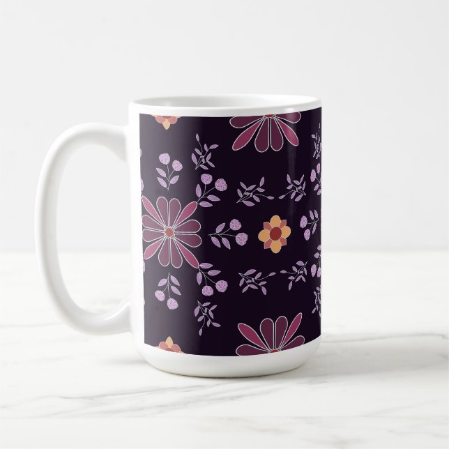 Mug floral violet blanc et jaune (Gauche)