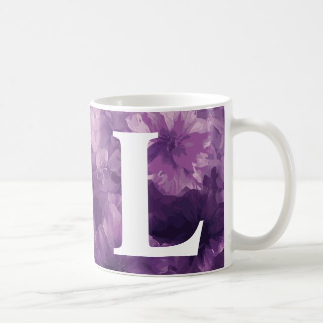 Mug floral violet monogramme (Droite)