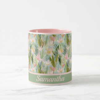 Mug Florale Personnalisée Vert Sauge Fantaisiste
