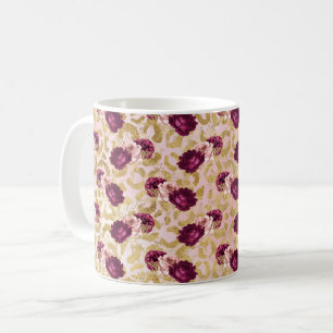 Mug Florales de roses roses Empreintes de léopard d'or