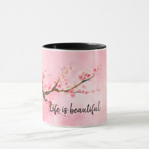 Mug Flore de fleurs de cerisiers roses       