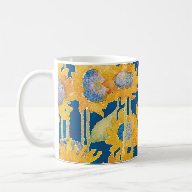 Mug Flore de tournesol bleu (Gauche)