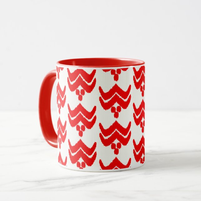 Mug Flore stylisée Ikat - Musique rouge et blanche (Devant gauche)