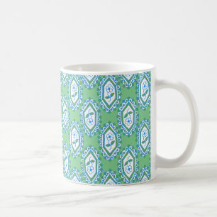 Mug Flore Vintage chic bleu sur vert