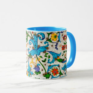 MUG FLORENTINE RENAISSANCE BLEU TOURBILLONS FLORAUX,FL