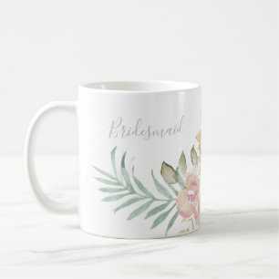Mug Flores d'aquarelle rustique sur la serveuse de cha