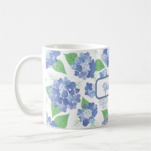 Mug Flores d'hydrangée bleue personnalisée