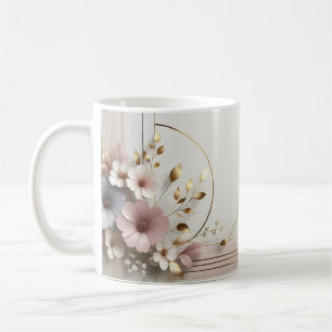 Mug Flores d'or en rose pastel/ Musique personnalisée