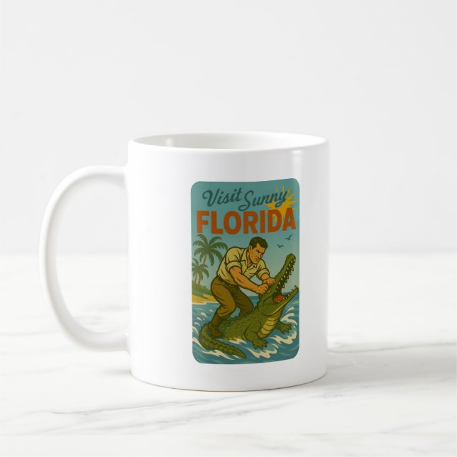 Mug Florida Alligator Wrestling | Funny Retro Coastal (Gauche)