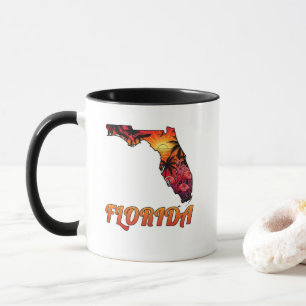 Mug Florida State Outline Palm Trees style tatouage