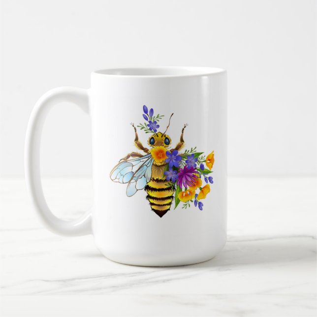 Mug Flower bee with wild plants (Gauche)