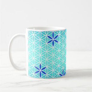 Mug Flower Of Life - timbre sans couture motif - cyan