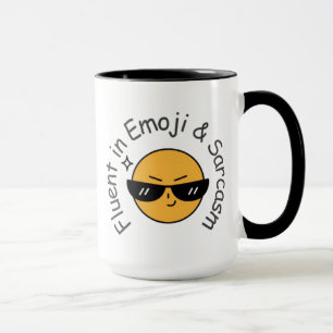 Mug "Fluent in Emoji and Sarcasm" Café amusant