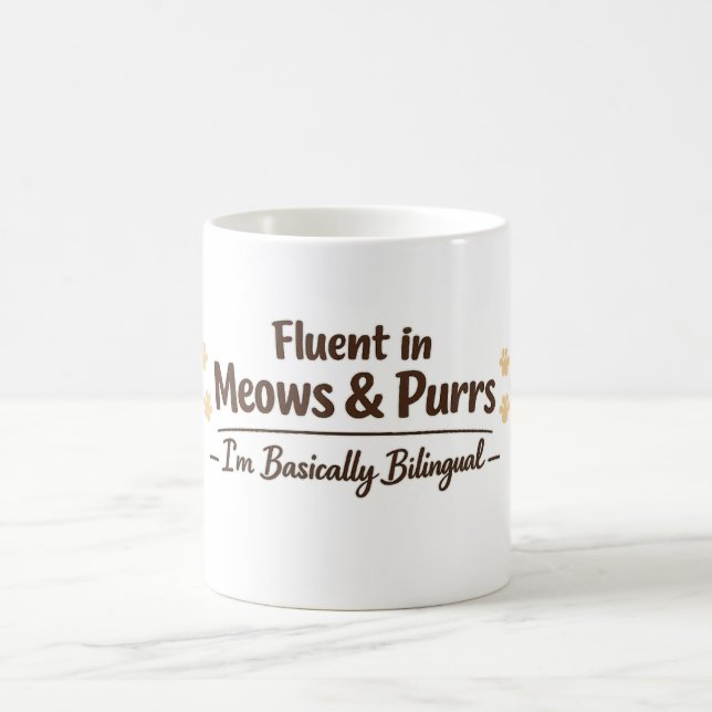 Mug Fluent in Meows & Purrs Funny Cat Lover Gift (Centre)