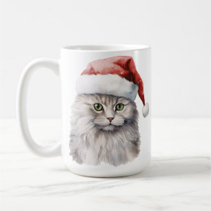MUG FLUFER CHAT BLANC LONGTEMPS HAÏS AVEC CHAT SANTA