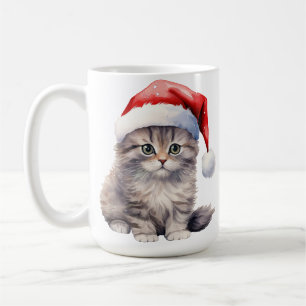 MUG FLUFER CHAT BLANC LONGTEMPS HAÏS AVEC CHAT SANTA