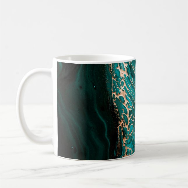 Mug Fluide acrylique. Fluide vert foncé en oc abstrait (Gauche)
