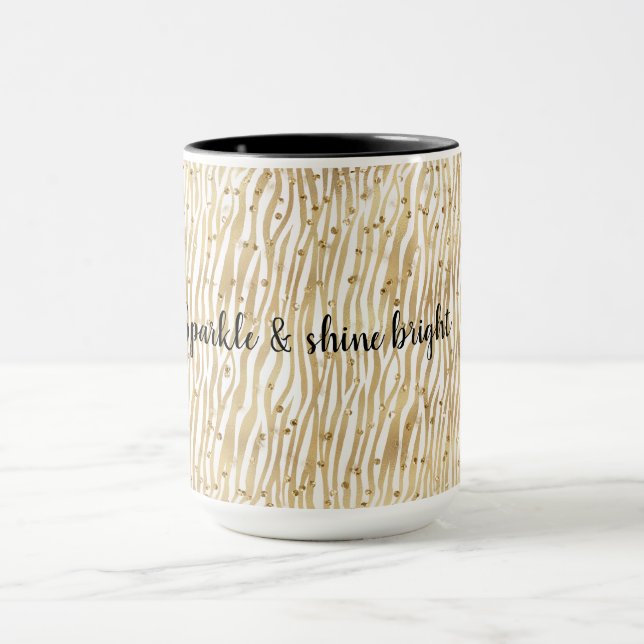 Mug Flush Cream Zebra Glam Gold Confetti Sparkle (Centre)