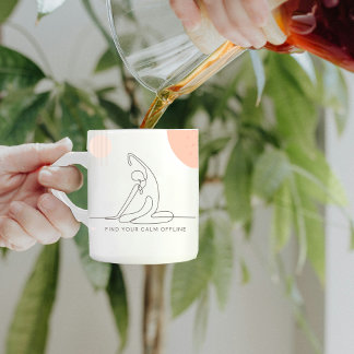Mug Flush personnalisé Digital Detox Yoga Line Art