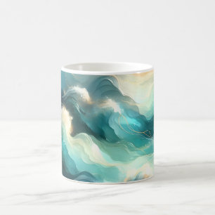 Mug Flux d'océan doré Vagues abstraites