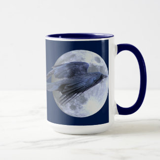 Mug Flying Black Raven & Moon Goth Wildlife Design