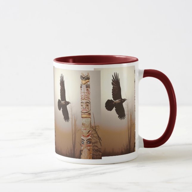 Mug Flying Raven & Totem-Pole Imaginaire Art (Droite)