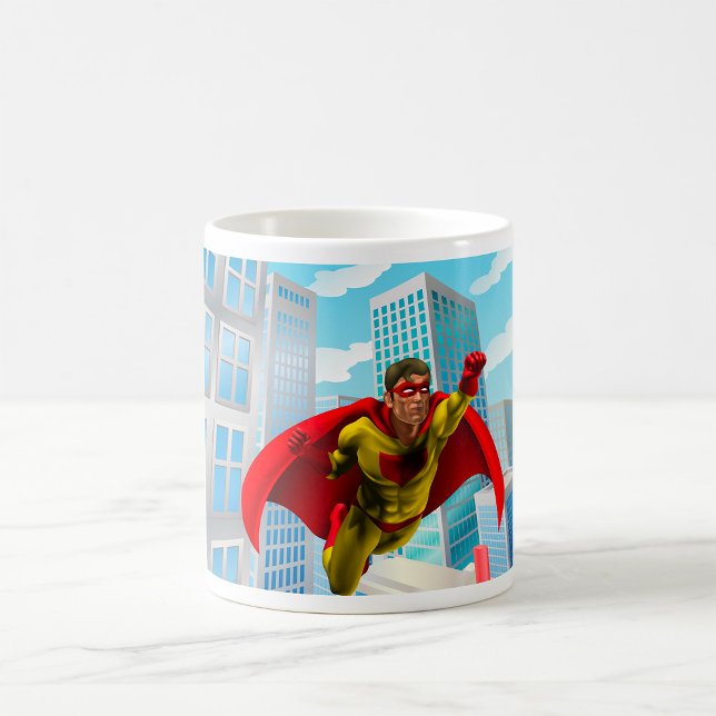 Mug Flying Superhero Comic Style rouge et jaune héros (Créateur téléchargé)