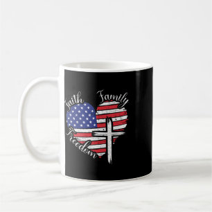 Mug Foi Famille Liberté Cœur Chrétien Américain 4ème 