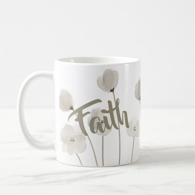 Mug Foi Religieux Beige Aquarelle Fleur sauvage Floral (Gauche)