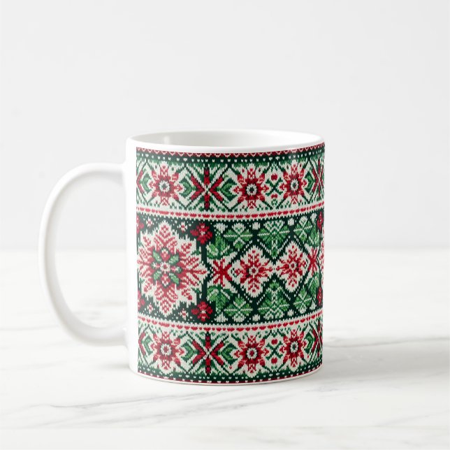 Mug Foire de Noël/hiver île rouge et verte (Gauche)