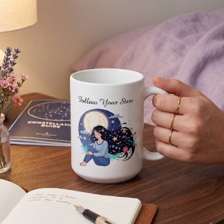 Mug Follow The Star Celestial Dreamy Woman Portrait