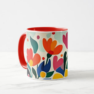 Mug Fond floral abstrait, vibrant,