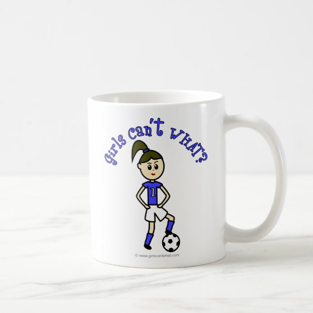 Mug Football féminin léger en uniforme bleu (Droite)