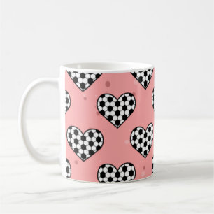 Mug Football Heart Ball Texture - Arrière - plan rose