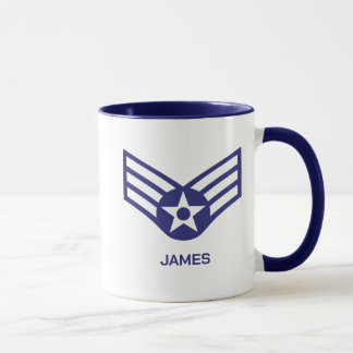 Mug Force aérienne de rang supérieur E-4 personnalisé