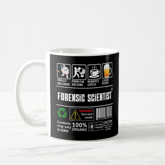 Mug Forensic Scientist Packaging & Handling Étiquette  (Gauche)