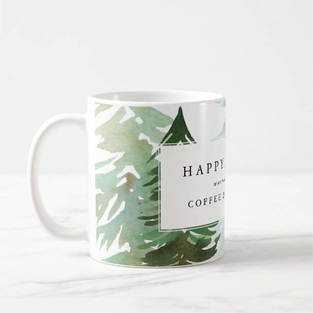Mug Forêt d'aquarelle de Noël de l'entreprise (Gauche)