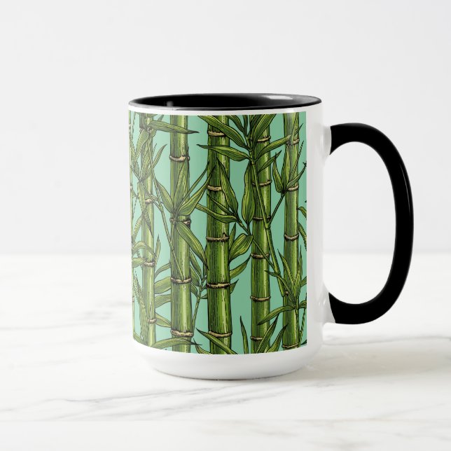Mug Forêt de bambou sur bleu clair (Droite)
