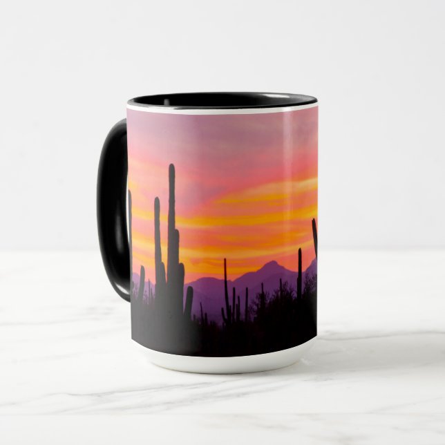 Mug Forêt de Cactus du Saguaro au coucher du soleil (Devant gauche)