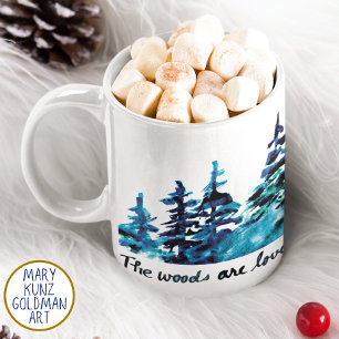Mug Forêt de pin rustique Robert Frost Aquarelle Poési