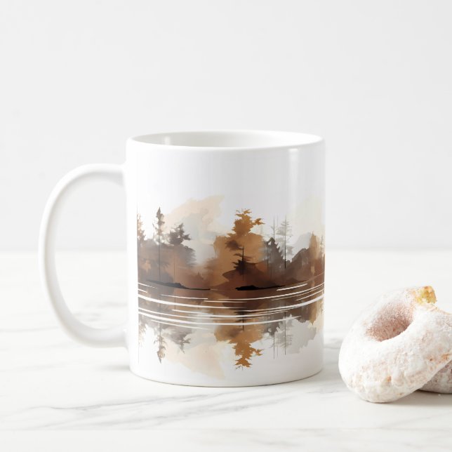 Mug Forêt Et Rivière En Style Brush (Avec donut)