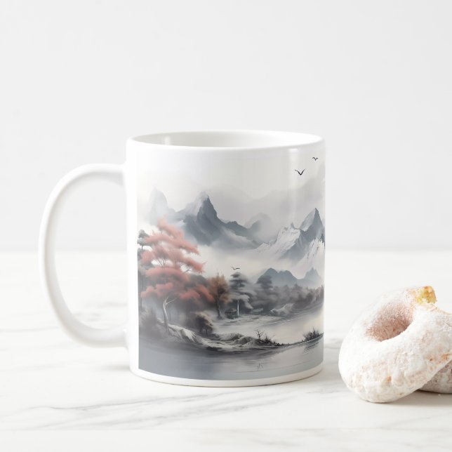 Mug Forêt, Montagne, Rivière (Avec donut)