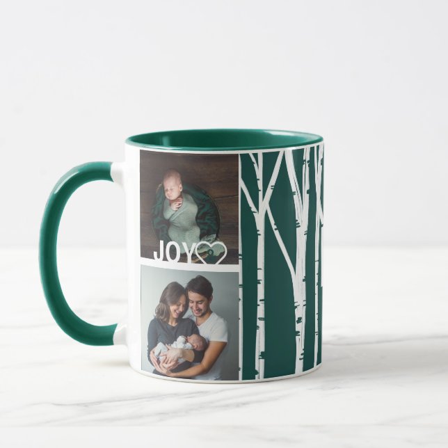 Mug Forêt vert Birch Tree Love & Joy Multiphoto (Gauche)