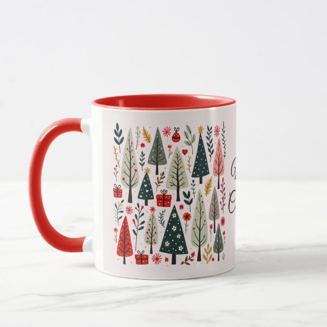Mug Forêt Whimsical d'arbres de Noël (Gauche)