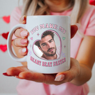 Mug Forme cardiaque Photo personnalisée Valentine, bat