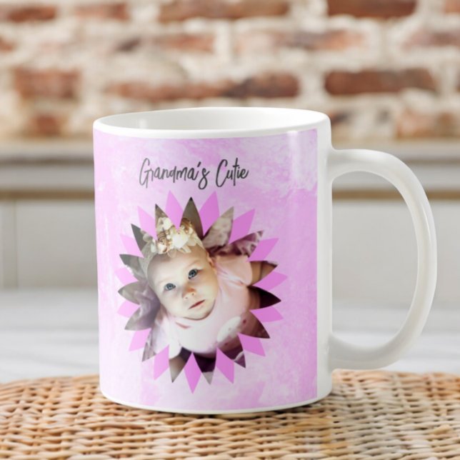 Mug Forme de fleurs personnalisée Photo Aquarelle Past (same design on both sides of mug)